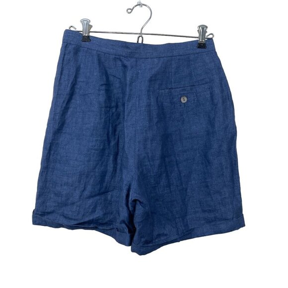Vtg 90's Chelsea Campbell Women's 4P 100% Linen High Waist Navy Belted Shorts - Picture 2 of 5
